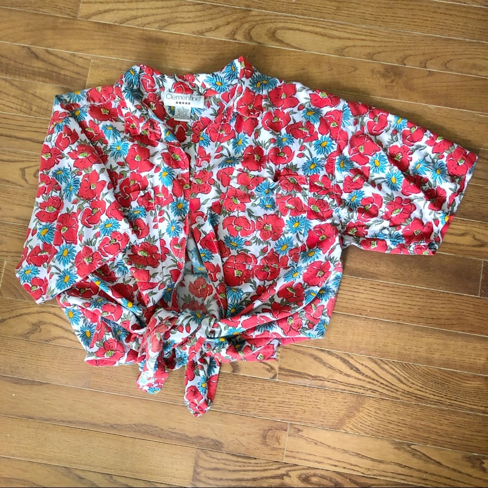 Vintage 90s clementine floral blouse